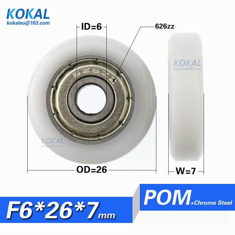 Freies 10Stck geräuscharm kugellager Rolle Rad Wohnung typ kunststoff Lagerbier Rolle 17/18 /21/22/24/25/28MM: Ich würde6  OD26  W7