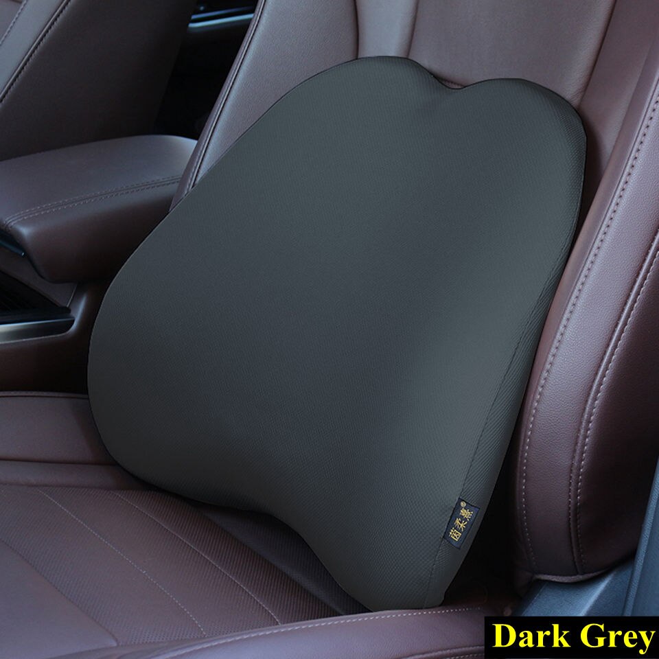 Cojín de apoyo Lumbar para asiento de coche, cojín para silla de oficina, transpirable, de viaje, suave de algodón con memoria: B1-Dark Grey