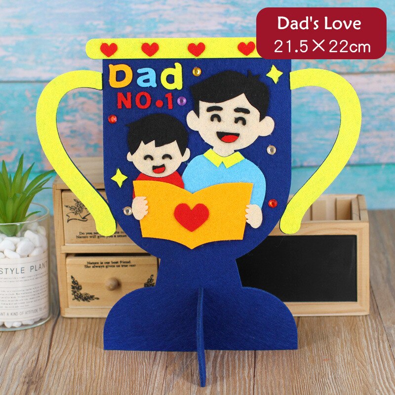 Trofeo papà Non tessuto fai-da-te regali fatti a mano per la festa del papà artigianato asilo giocattoli artigianali premio papà: 1 pcs Dad Love