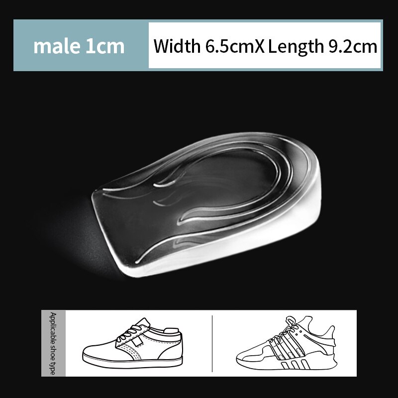 silikon żel wzrost zwiększyć brandzel dla mężczyźni kobiety obcas podnoszenie stopa opieka ochraniacz wstawki Orthopedic łuk Pomoc but Podkładka: mężczyźni 1cm