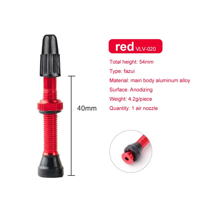 Fiets 1 Paar 40/60/80Mm Valve Voor Road Mtb Fiets Tubeless Banden Messing Kern Legering Stem tubeless Kit Compatibel: 40mm Red 1 Pair