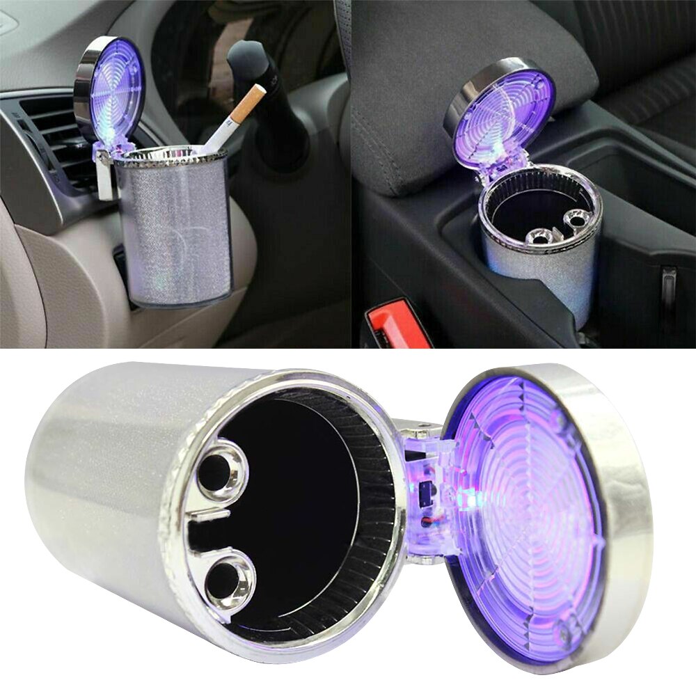 Portable lumière LED voiture cendrier lumineux nuit cylindre porte-conteneur tasse