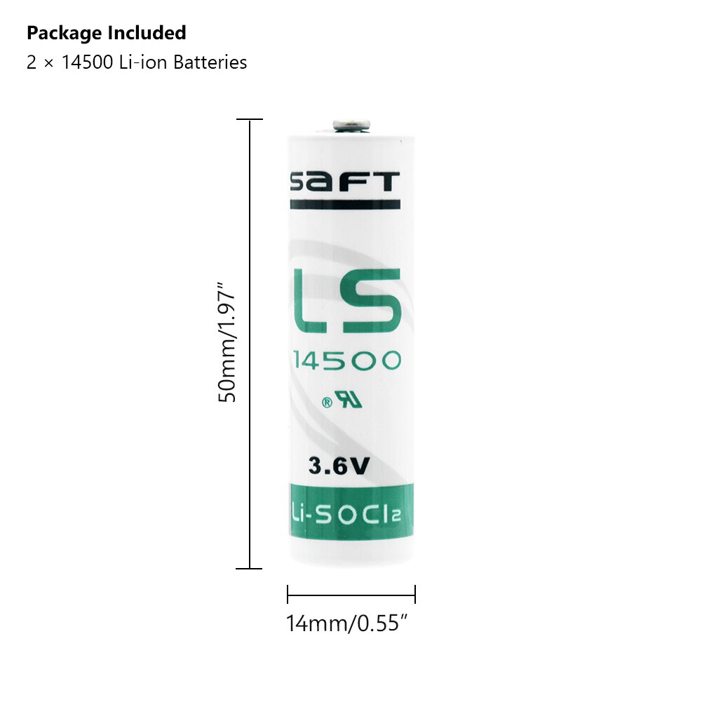 2Pcs 3.6V 14500 2000mAh Li-SOCl2 ER14505 Lithium Batteries For PLC CNC Machine Alarms Memory Back-up Tollgate Tracking Systems