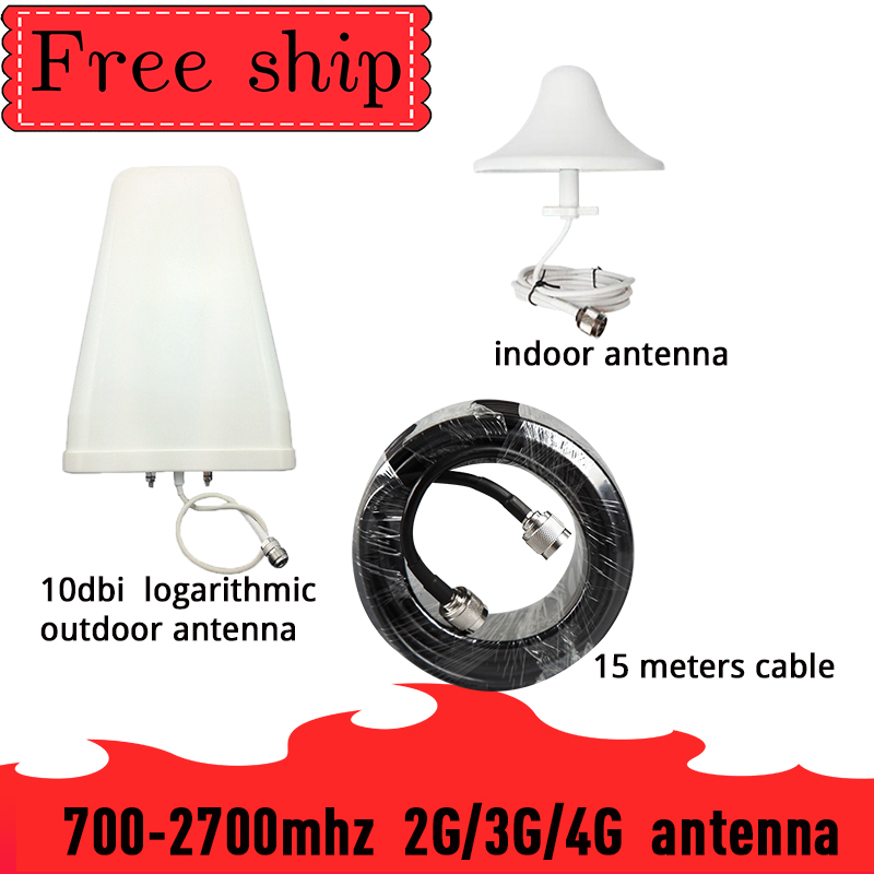 Buiten Logaritmische antenne CDMA UMTS GSM 700 ~ 2700 mhz Gain 10db Voor Mobiele Telefoon Booster Repeater Omni Antenne Met 2m Kabel