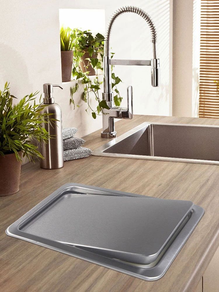 Rectangular Stainless Steel Recessed Garbage Can Cover Kitchen Countertop Recessed Clamshell Invisible Rubbish Bins Covers
