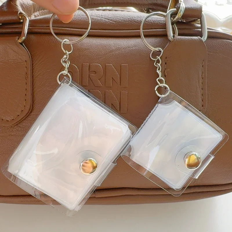 Neues Mini-Fotoalbum für Damen, 1/2 Zoll, Aufbewahrung, Fotokartenhalter, tragbare Tasche, PVC-Album mit Schlüsselanhänger, Rucksack, Schlüsselanhänger