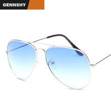 Pilot solbriller mænd vintage mærke briller sølv stel gradient blå gennemsigtige havlinser