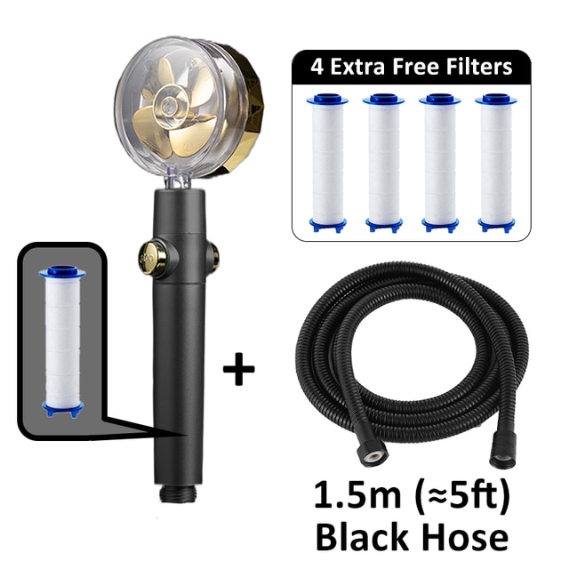 Douchekop Hoge Druk Stijl Groene Hoge Druk Draaien Douchekop Met Houder En Slang Propeller Douchekop eco: All B 1