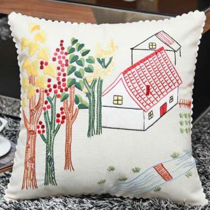 Diy broderi kit örngott överdrag korsstygn handarbete uppsättningar virka stol soffa dekor heminredning 45 x 45cm oavslutad: D / Ingen ring