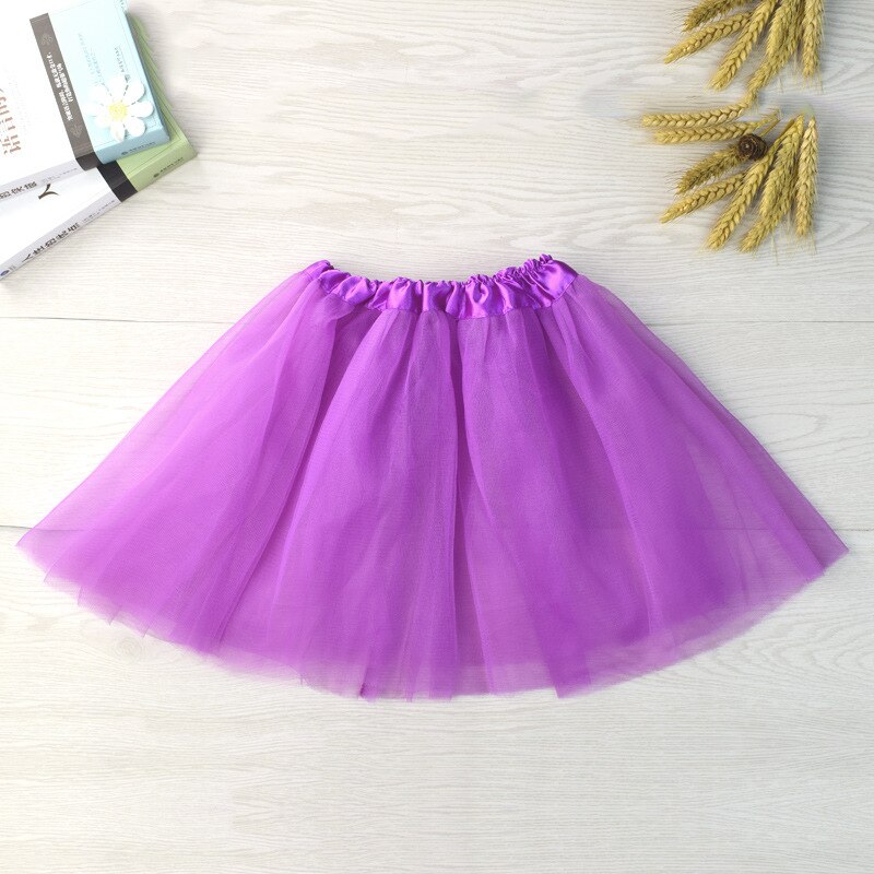 Jupe Tutu de danse pour filles, jupe princesse à trois couches, en maille courte, Ballet princesse vêtements pour filles: purple