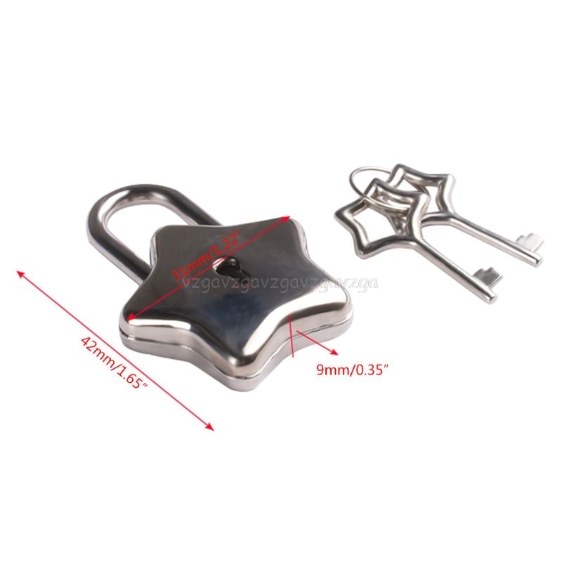 Metal Star Shape Padlock with Key Closure Security Lock for Diary Purse Handbag O30 19