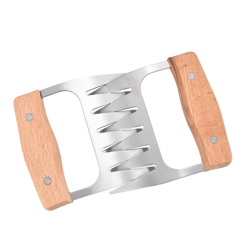 2 Stuk Set Houten Handvat Rvs Beer Klauw Vlees-Scheuren Apparaat Gekookt Voedsel Vaste Hand-Scheuren kip Vlees-Splitting: Default Title