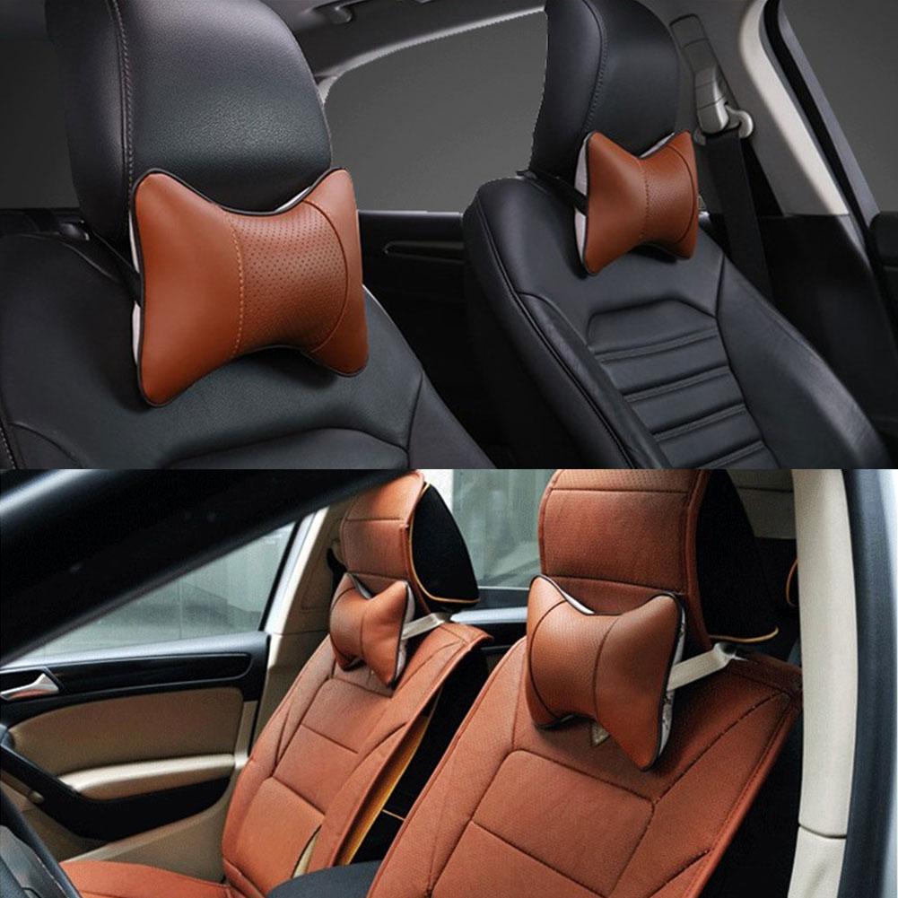 Car Pillow Auto Interior Accessories Car Headrest PU Leather Neck Headrest Protector Four Season General Purpose Car Neck Pillow