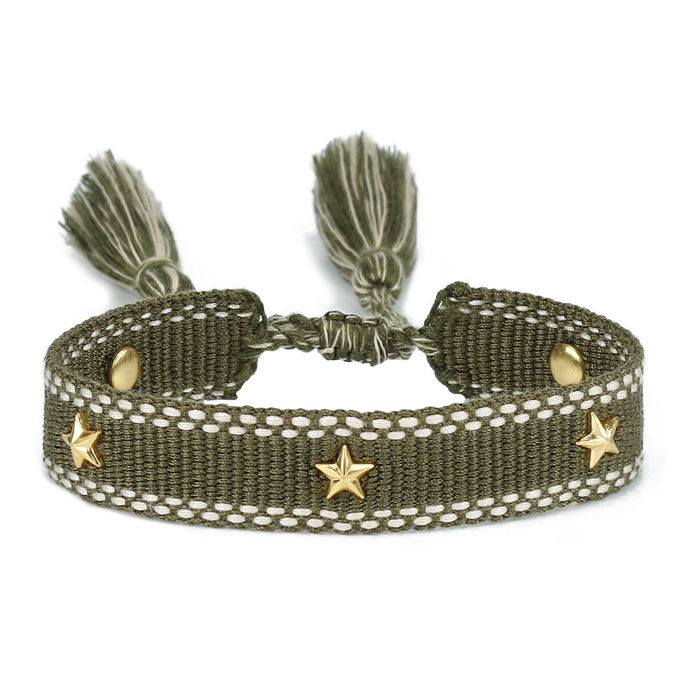 Bracciale dell'amicizia intrecciato per donne con piccole stelle Braccialetti di gioielli impilabili estivi Regali per la sorella: Acciaio di colore