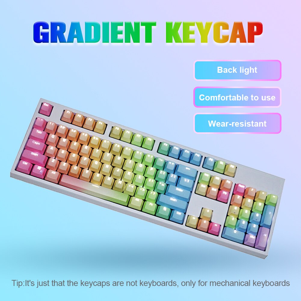104pcs PBT Backlight Mechanical Keyboard Keycapsfor Cherry MX/Kailh/Gateron/Outemu Keyboard Gradient Key Caps Replacement Acces