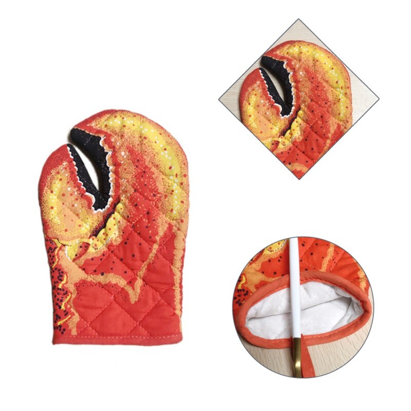 Set of 1 Lobster Claw Kitchen Oven Mitts Quilted Cotton Microwave Oven Gloves Heat Resistant Nonslip for Cooking BBQ Baking