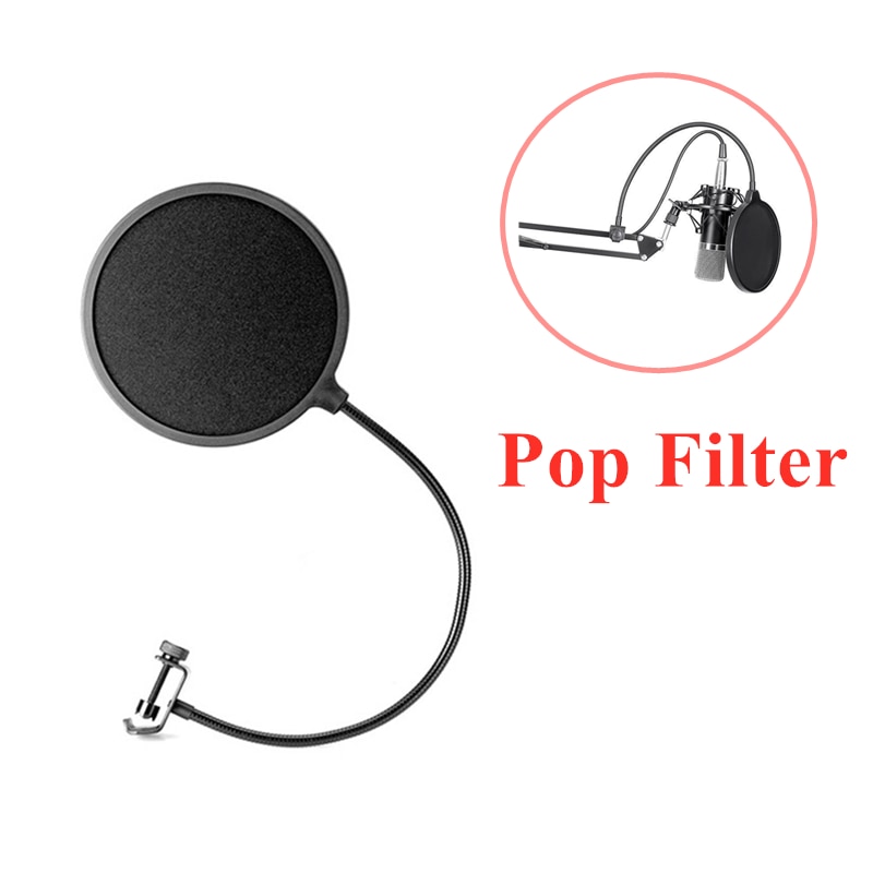 Micrófono condensador BM800 de BM-800, Kit de micrófono para ordenador, soporte de choque, tapa de espuma y Cable como micrófono BM 800: Pop Filter only
