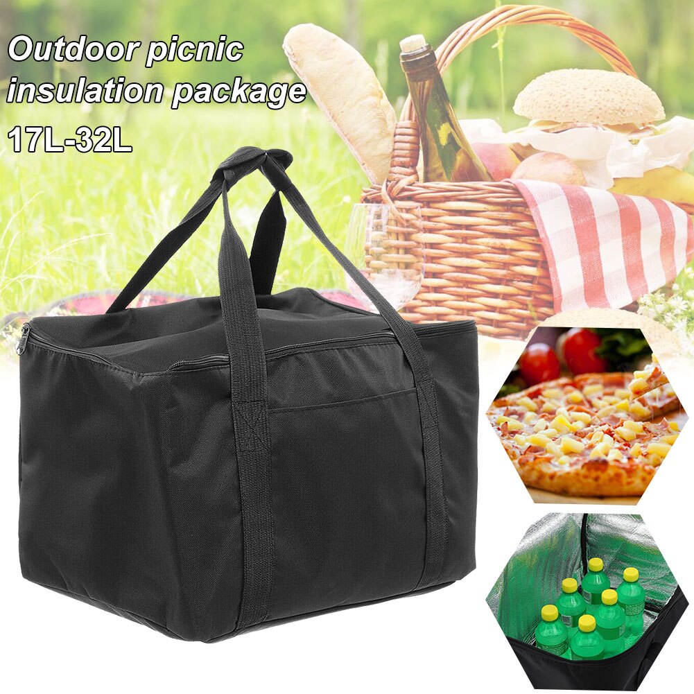 Drink Holding Lunch Pizza Pies Ice Pack Food Bag Picnic Waterproof Portable Thermal Storage Insulation Carrier Takeaway: 32L