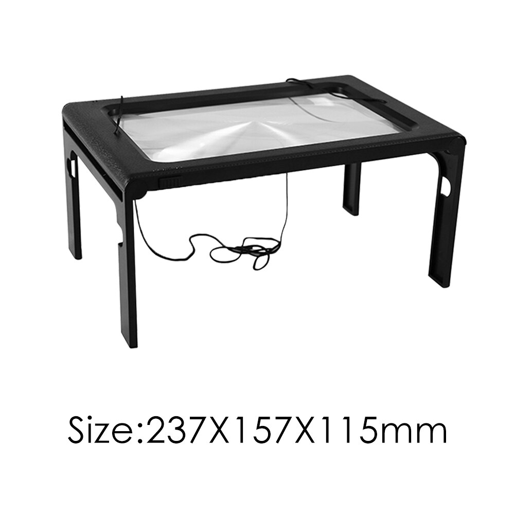 Usb Verlichte Tafel Vergrootglas Desk Type Reading Loupe Vergrootglas Voeten Intrekbare Screen Magnify Gereedschap Met 6 Led Verlichting