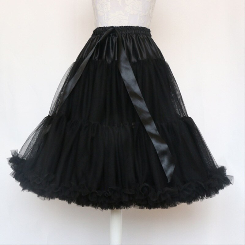 Jupon Lolita pour femmes et filles, 55CM, jupon Crinoline, sous-jupe Tutu de princesse, jupe Cosplay: Black