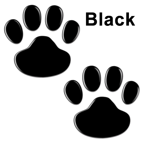 2 stk/sæt 3d dyr hund kat bjørn fodtryk bil klistermærke cool pot fodaftryk mærkat bil klistermærker sølv rød sort gylden: Sort