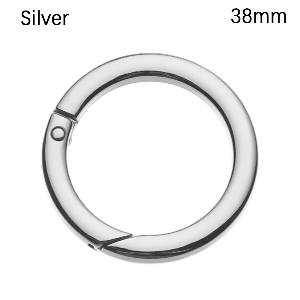 Black gold silver Round Push Trigger Snap Clasp Clip Carabiner Purses Handbags Bag Belt Buckle Spring O-Ring Buckles: Silver-38mm