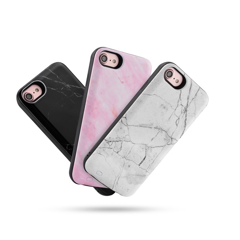 Coque de chargeur de batterie pour iPhone 7 8 6 6S Plus, étui de charge pour iPhone SE , banque d&#39;alimentation Portable mince, pierre de marbre multicolore