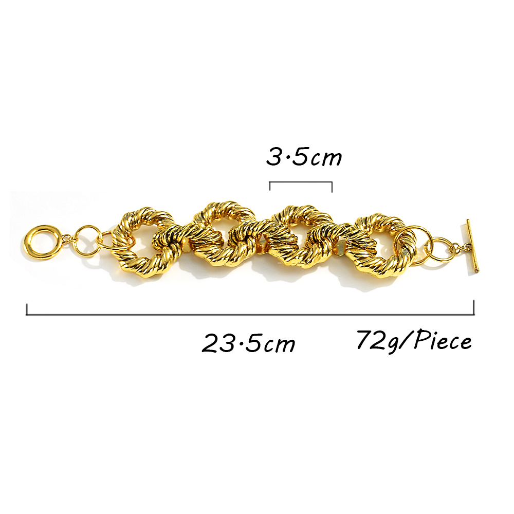 Pulsera de aros de Metal dorado para mujer, brazalete delicado de , accesorios de joyería, ,