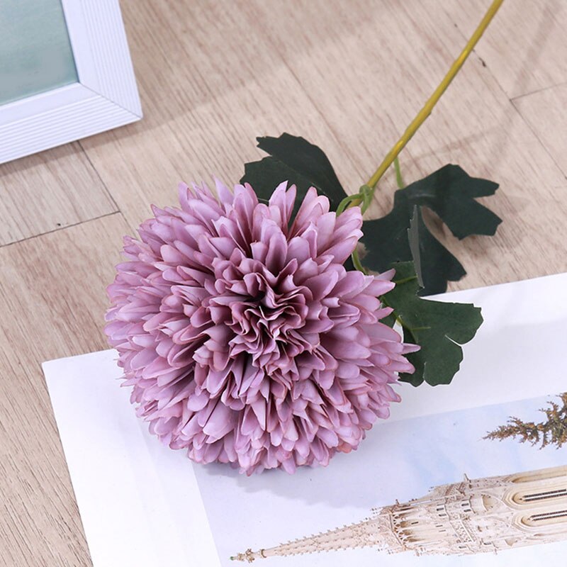 1PC Simulation Hydrangea Colorful Artificial Dandelion Flower Ball Artificial Flowers DIY Wedding Party Decor: dark purple
