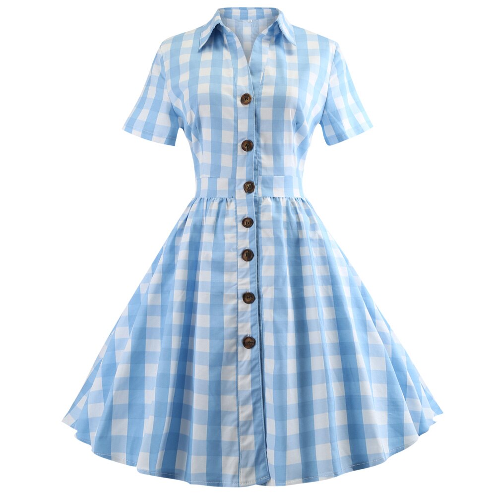 sachin and babi light blue dress 3XL 4XL 5XL Plus Size Plaid Hepburn Vintage Dress ... – Grandado