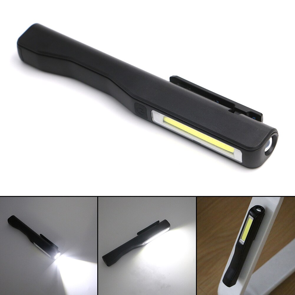 Mini pen cob led lommelygte multifunktions ledet fakkel lys magnetisk arbejdsinspektion lampe lommelygte 2- mode aaa: Sort