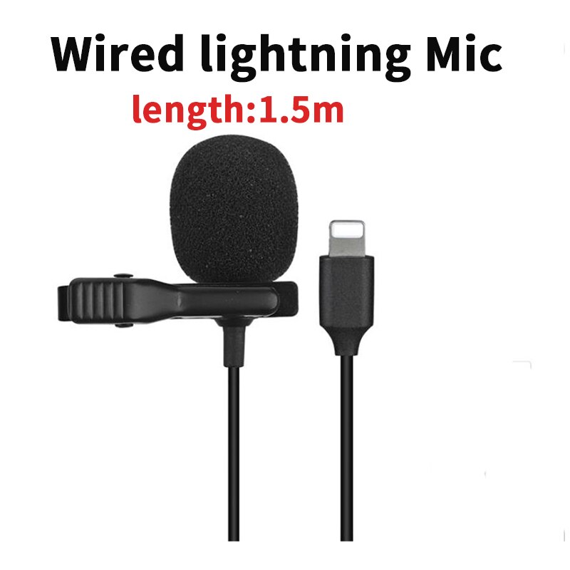 Wireless Lavalier Microphone Portable Audio Video Recording Mic For IPhone Android Live Game Mobile Phone: wired lightning MIC