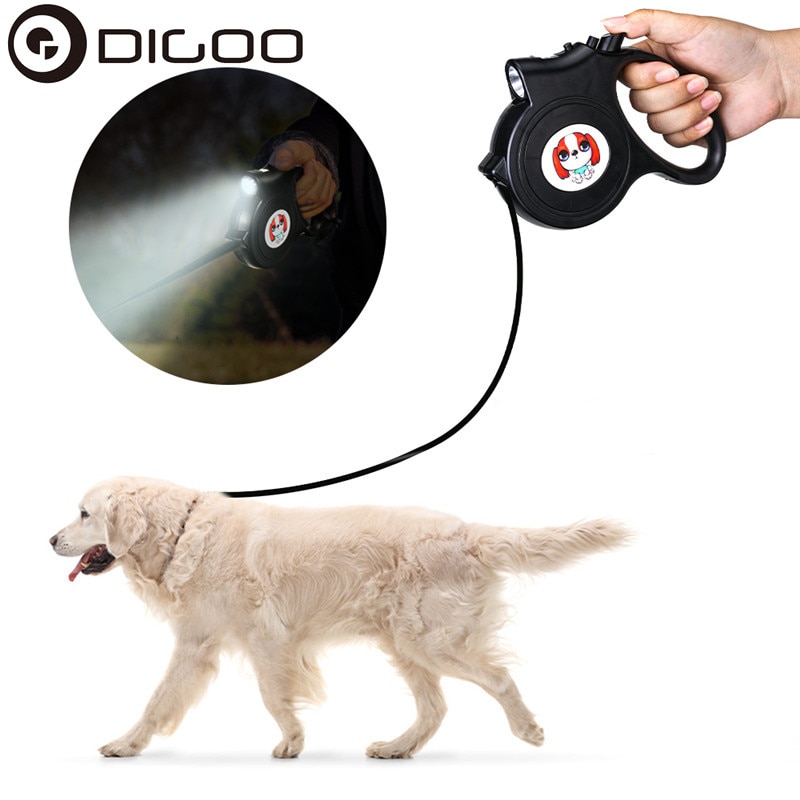 Digoo 5M Huisdier Aangelijnd Voor Grote Honden Intrekbare Hond Running Walking Leidt Automatische Verlenging Hondenriem Touw Met Led zaklamp