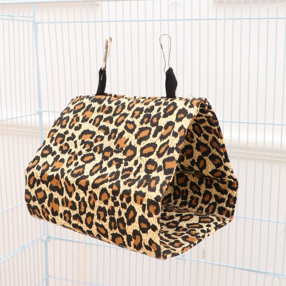 Leopardmönster papegoja hängmatta bo canvas bo fågel sovsäng gunga hängmatta - storlek s