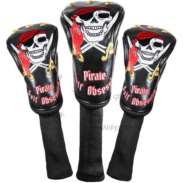 Pirate Thick PU Leather Golf UT Cover Headcover Golf Hybrid Headcover Utility Rescue Number Tag: haidao-black-135