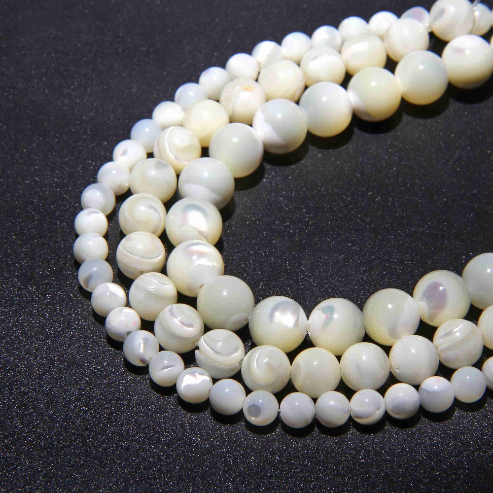 Natural white Mother of Pearl Shell tube round Bea... – Grandado