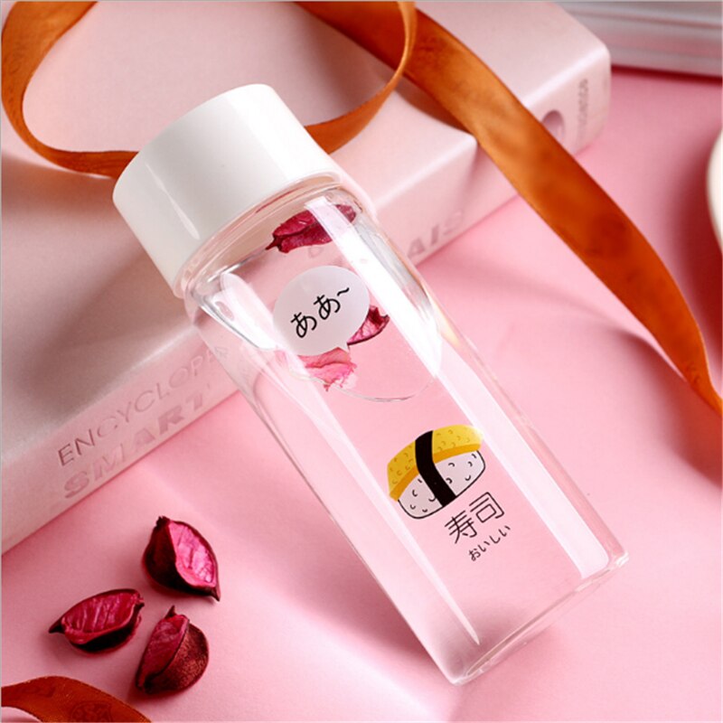 Bouteille d'eau en verre de 300 ML avec corde en Silicone, jolie bouteille d'eau Portable avec motif Sushi, pour enfant