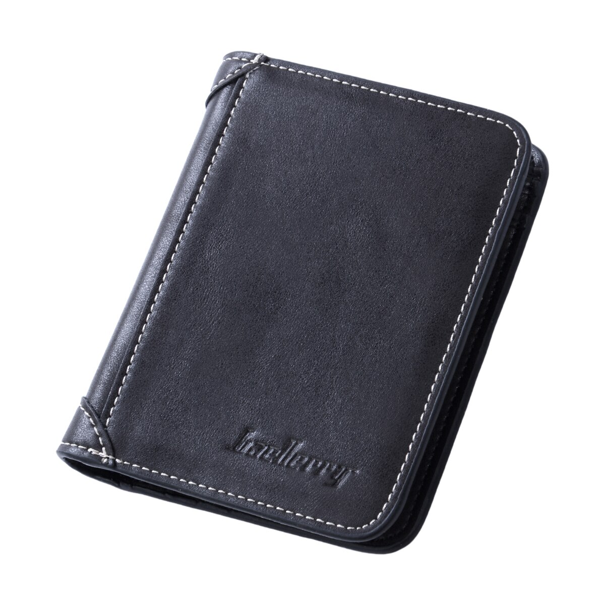 Mannen Lederen Portemonnee Bifold Id Kaarthouder Purse Checkbook Korte Clutch Billfold: Black