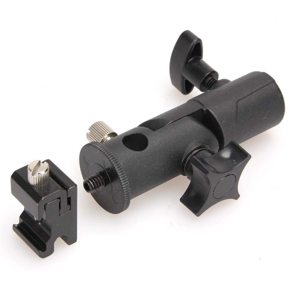 Universal D/E Type Metal Flash Bracket Flash Shoe Detachable Rotating Lamp Bracket With 1/4" to 3/8" Screw Light Stand