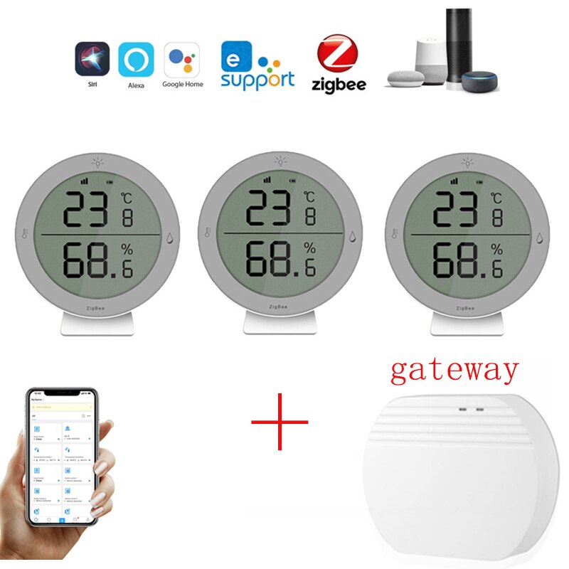 Tuya ZigBee3.0 Temperature And Humidity Sensor Smart Home With Gateway Battery Powered Zigbee Sensor With LCD Screen Display