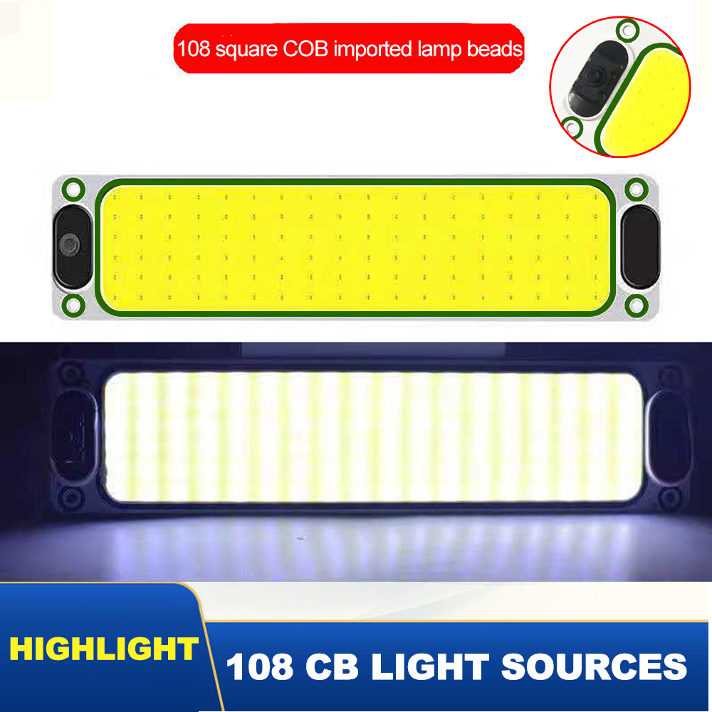 12v/24v biler bil interiør leseplate lys tak tak interiør lampe cob 108 smd led panel kuppellampe med av/på-bryter
