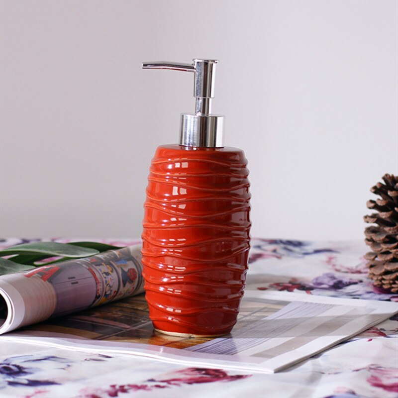 Ceramics Red Liquid Soap Bottle Container Hotel Hand Soap Dispenser Bottle Bathroom Accessories Wristband Hand Dispenser: Default Title