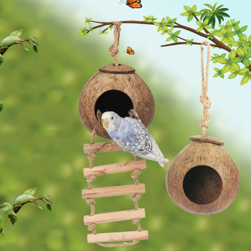 Coconut Shell Bird House Tiger Skin Pearl Bird Parrot Nest Big Bird Nest Warm Anti-bite Bird NestDrop Ship