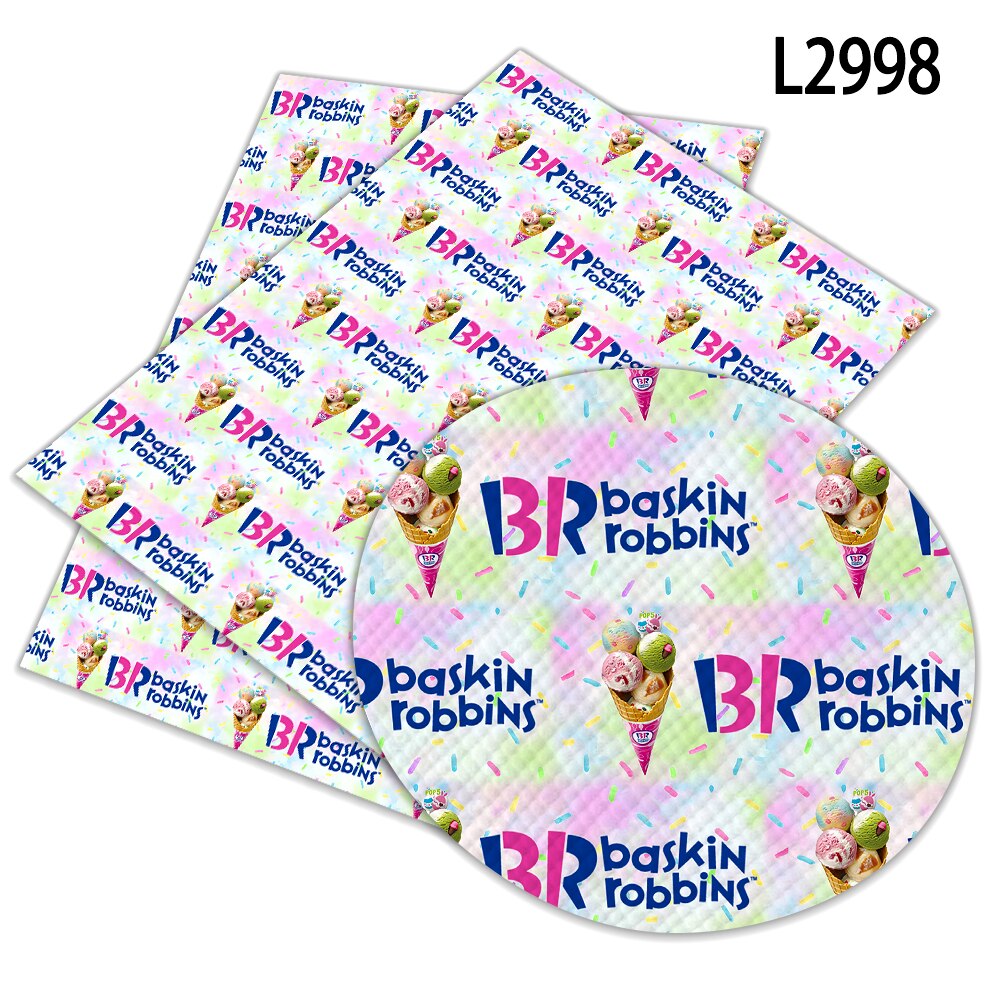 DIY 30 cm x 22 cm Baskin Robbins Ice-cream Pattern Solid Color Suede Synthetic Leather DIY Sewing Material