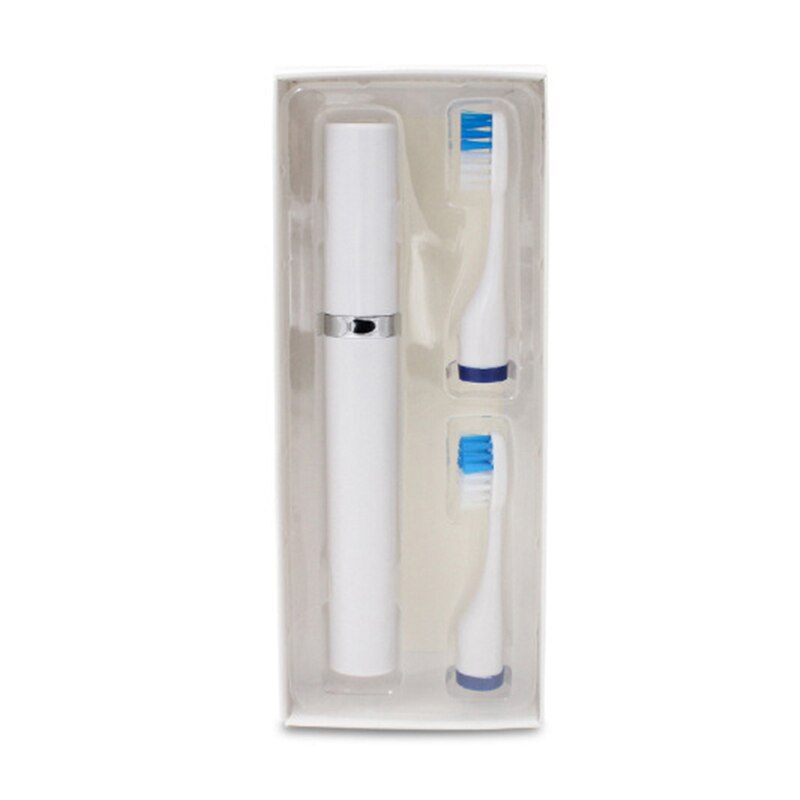 Mini Dry Battery Electric Toothbrush Adults Soft Sonic Automatic Toothbrush With Travel Case: white