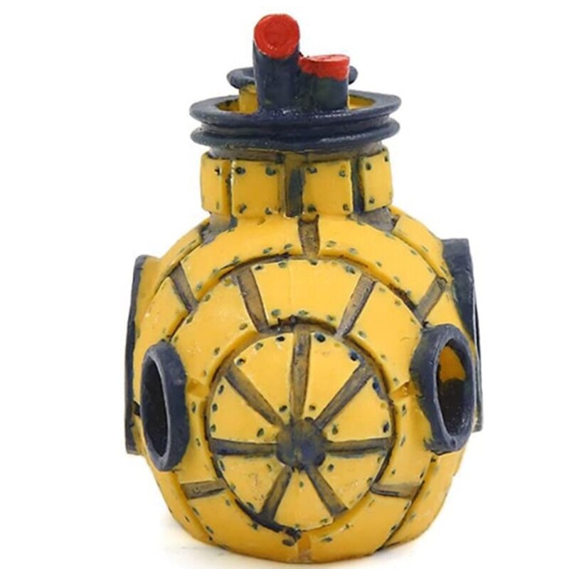 Aquarium vis tank decoratieve bubbelmachine gele ruimteschip decoraties