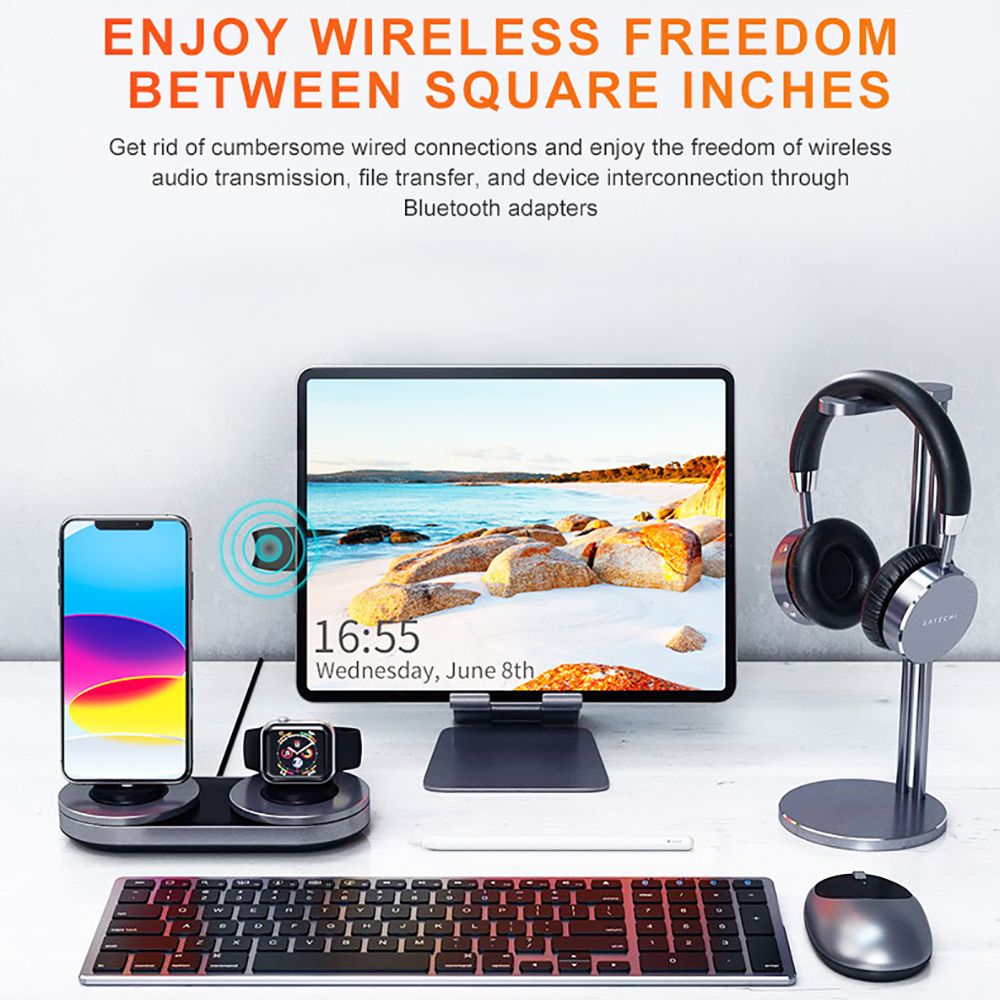 Kebidumei USB Bluetooth 5.3 Adapter Bluetooth Transmitter Receiver Audio Bluetooth Dongle Wireless USB BT 5.3 Adapter for Laptop