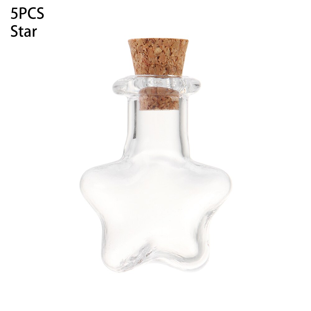 Bocaux d'échantillon vide verre bricolage 5 pièces/pack | Mini verre, bouteille de souhaits, pendentifs de décoration de maison et de mariage, bouchon de liège, flacon de stockage, pendentifs de bricolage: Star