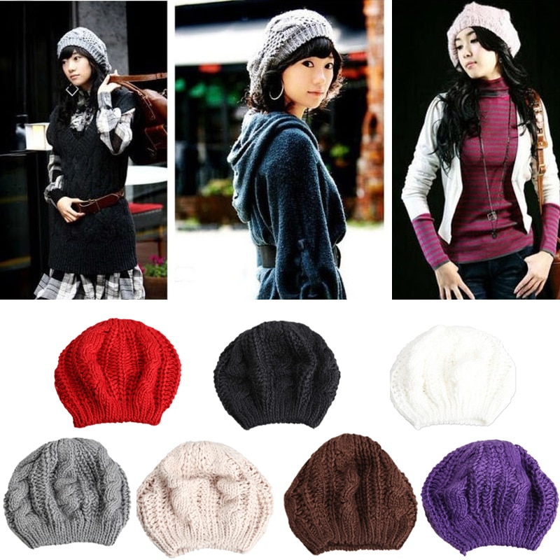 Chic Wol Gebreide Baret Hoeden Herfst Winter Vrouwen Meisjes Mode Accessoires Warme Comfortabele Elastische Eenvoudige Caps