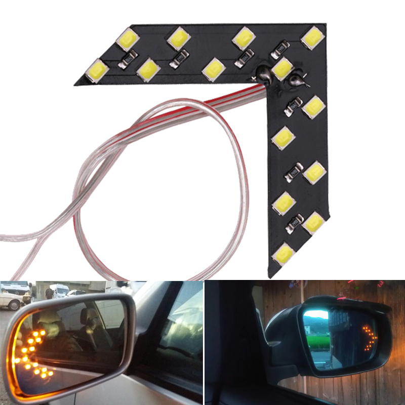 1x Auto Styling LED Richtingaanwijzer Achteruitkijkspiegel Pijl Panelen Indicator Licht Achteruitkijkspiegel Signaal lamp 12V 14 SMD Geel